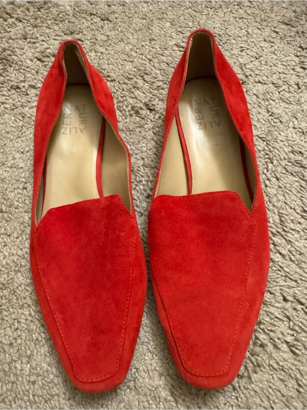 Naturalizer Red Suede Square-Toe Women's Loafers